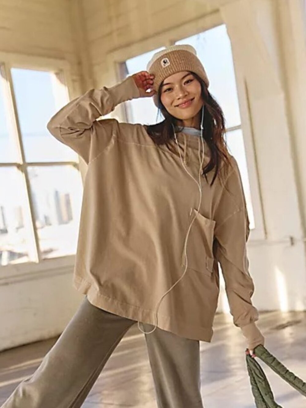 Free People Movement Hot Shot Hooded Layer - S Tan